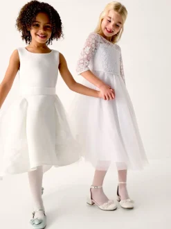 Monsoon Cream Eloise Appliqué Rose Dress