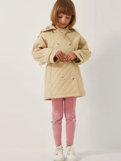 Monsoon Cream Embroidered Quilted Trench Coat