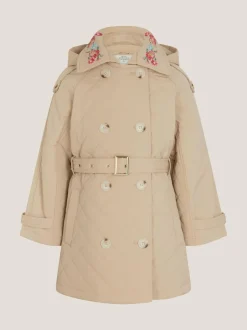 Monsoon Cream Embroidered Quilted Trench Coat