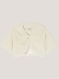 Monsoon Cream Faux Fur Collared Shrug