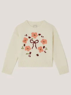 Monsoon Cream Floral Embroidered Jumper