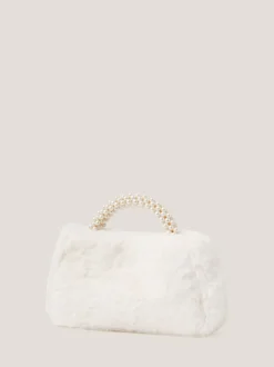 Monsoon Cream Fluffy Pearl Handle Bag