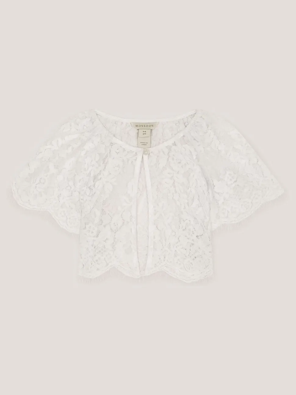 Monsoon Cream Lola Lace Short Sleeve Cover Up