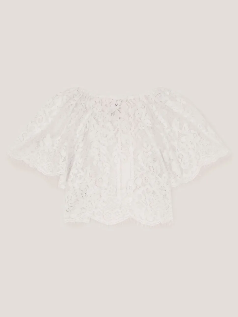 Monsoon Cream Lola Lace Short Sleeve Cover Up