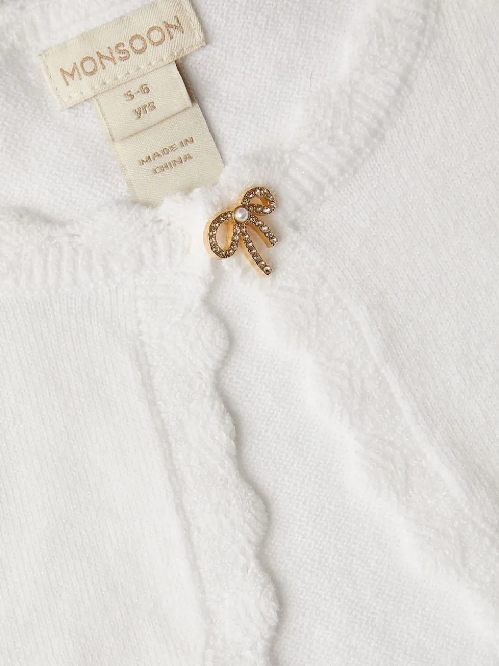 Monsoon Cream Maeve Bow Button Cardigan