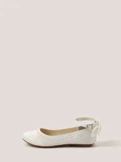 Monsoon Cream Sara Pearly Bow Ballet Flats