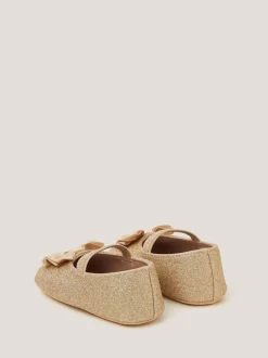 Monsoon Gold Baby Bow Glitter Booties & Headband Set