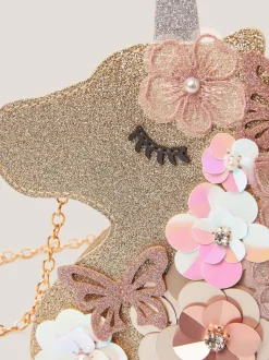 Monsoon Gold Ella Sequin Flower Unicorn Bag