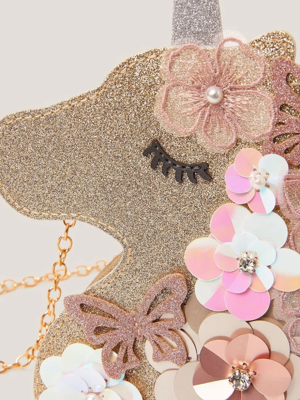Monsoon Gold Ella Sequin Flower Unicorn Bag