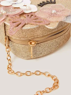 Monsoon Gold Ella Sequin Flower Unicorn Bag