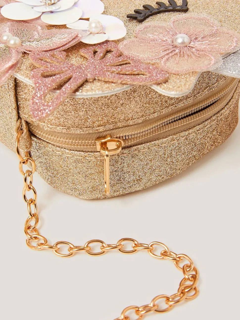 Monsoon Gold Ella Sequin Flower Unicorn Bag