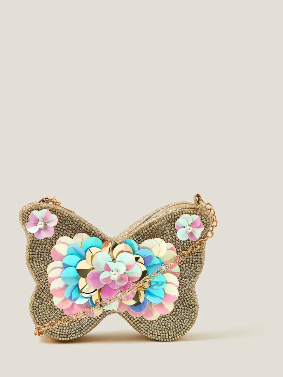 Monsoon Gold Sequin Embellished Butterfly Bag