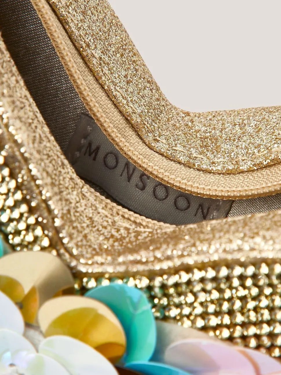 Monsoon Gold Sequin Embellished Butterfly Bag