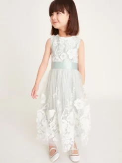 Monsoon Green Alicia Embroidered Lace Maxi Dress