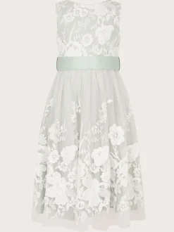 Monsoon Green Alicia Embroidered Lace Maxi Dress