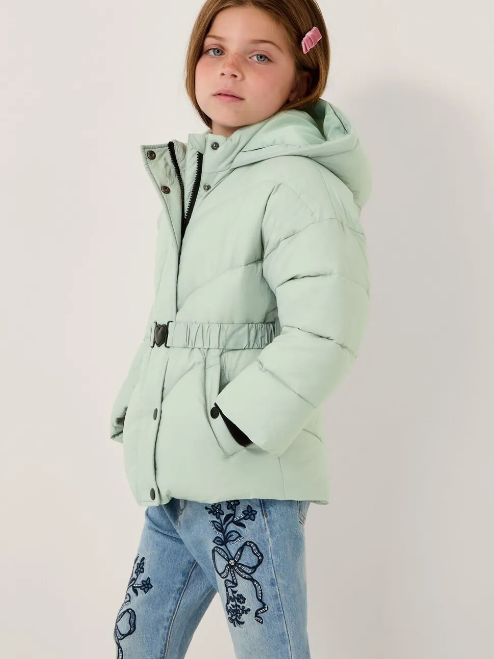 Monsoon Green Belted Puffer Coat