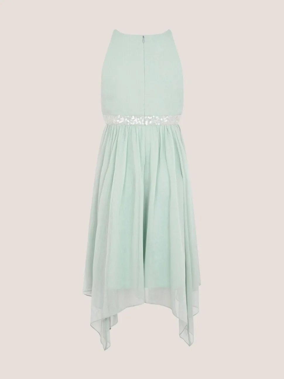Monsoon Green Idaho Halter Chiffon Prom Dress