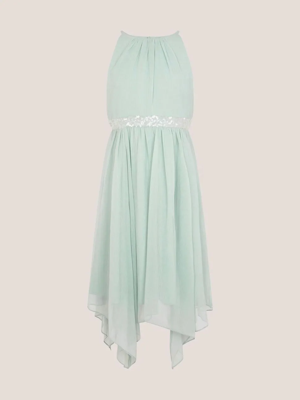 Monsoon Green Idaho Halter Chiffon Prom Dress