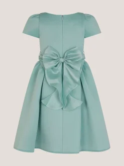 Monsoon Green Polly Cap Sleeve Bow Party Dress