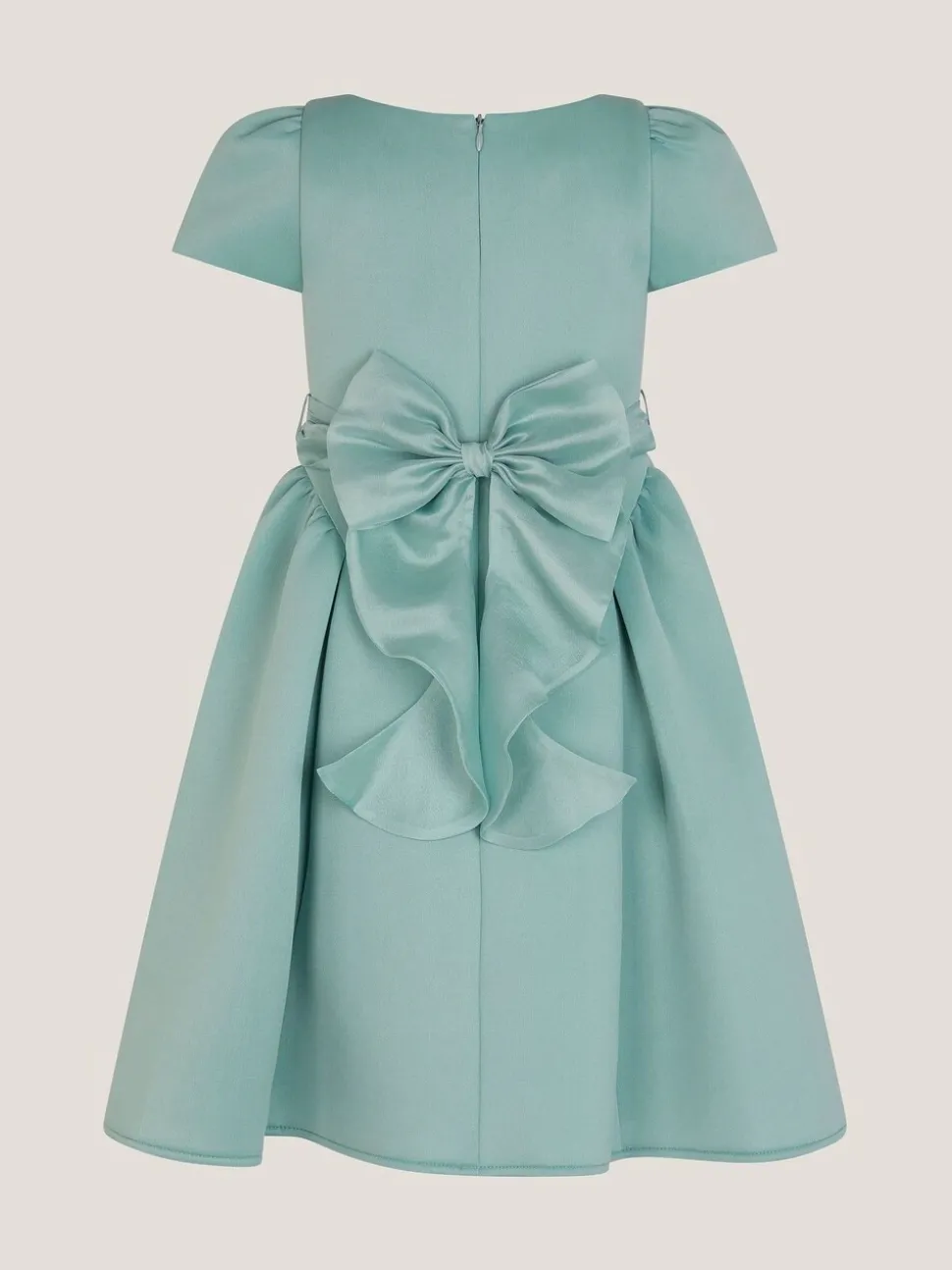 Monsoon Green Polly Cap Sleeve Bow Party Dress
