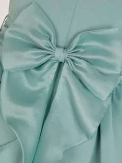 Monsoon Green Polly Cap Sleeve Bow Party Dress