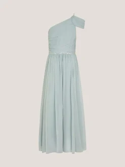 Monsoon Green Sequin One Shoulder Prom Dress