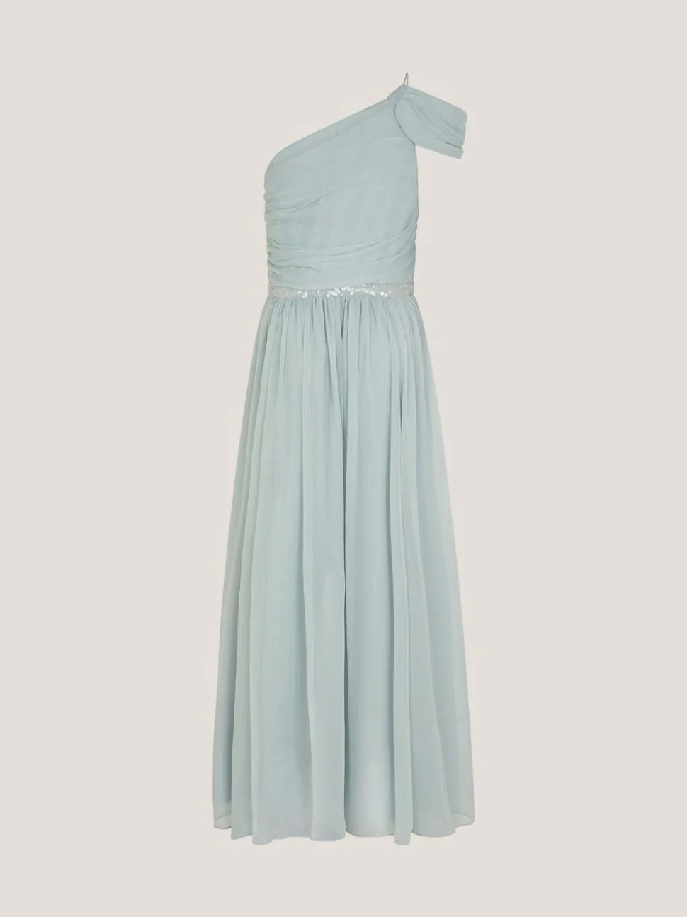Monsoon Green Sequin One Shoulder Prom Dress