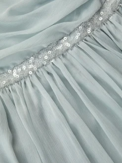 Monsoon Green Sequin One Shoulder Prom Dress