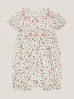Monsoon Natural Baby Rose Smocked Romper