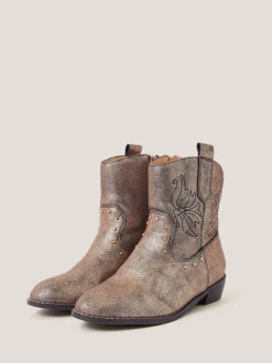 Monsoon Natural Brooke Metallic Cowboy Boots