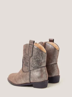 Monsoon Natural Brooke Metallic Cowboy Boots