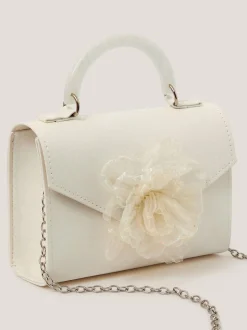 Monsoon Natural Organza Flower Glitter Bag
