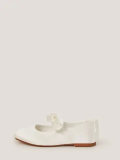 Monsoon Natural Satin Bow Ballet Flats