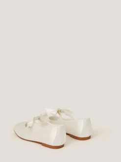 Monsoon Natural Satin Bow Ballet Flats