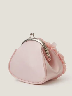 Monsoon Pink Appliqué Floral Cluster Clip Frame Bag