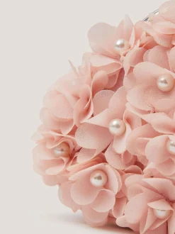 Monsoon Pink Appliqué Floral Cluster Clip Frame Bag