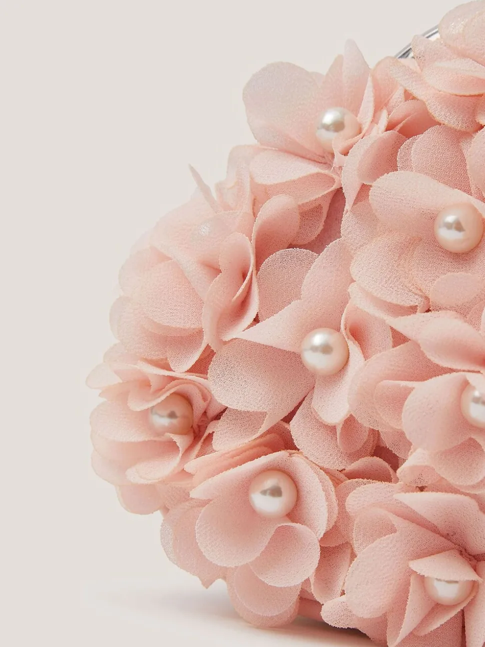 Monsoon Pink Appliqué Floral Cluster Clip Frame Bag
