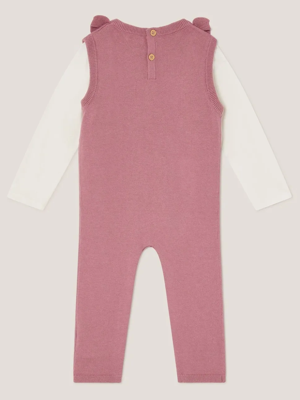 Monsoon Pink Baby Top and Knit Dungarees Set