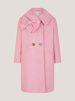 Monsoon Pink Bow Collar Coat