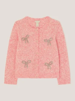 Monsoon Pink Bow Embellished Cardigan