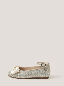 Monsoon Pink Bow Glitter Ballet Flats