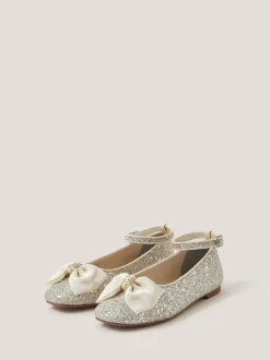Monsoon Pink Bow Glitter Ballet Flats