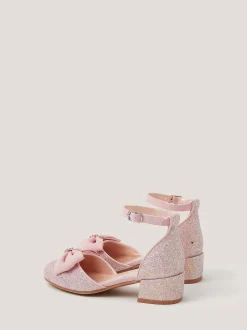 Monsoon Pink Bow Glitter Chunky Heels