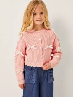 Monsoon Pink Bow Knit Cardigan