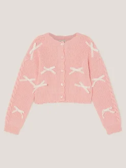 Monsoon Pink Bow Knit Cardigan