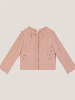Monsoon Pink Bow Quilted Satin Jacket