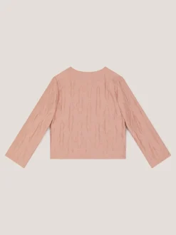Monsoon Pink Bow Quilted Satin Jacket