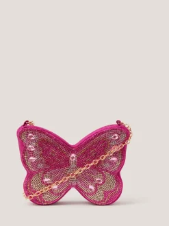 Monsoon Pink Butterfly Embellished Bag