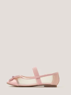 Monsoon Pink Butterfly Mesh Ballet Flats