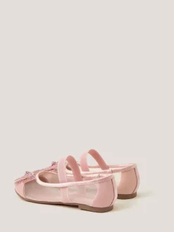 Monsoon Pink Butterfly Mesh Ballet Flats